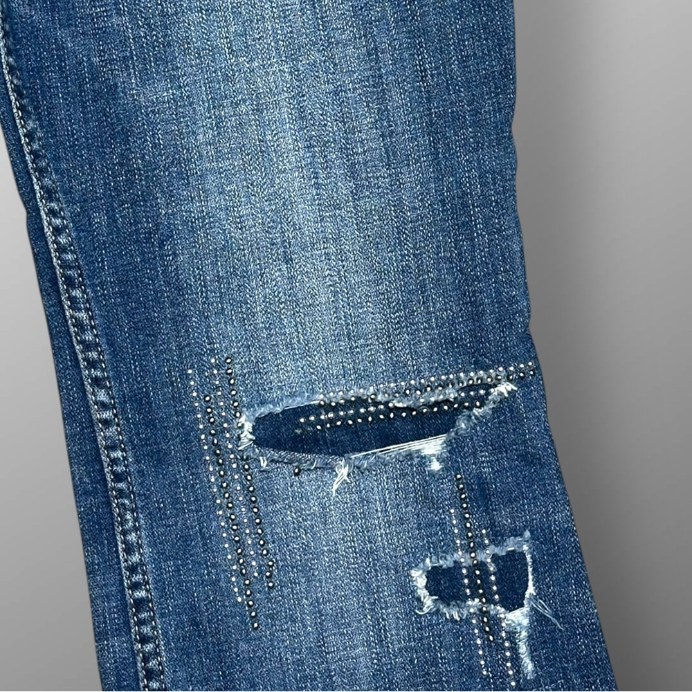 Shyanne Women's Blue Distressed Boot Cut Jeans - Picture 5 of 11